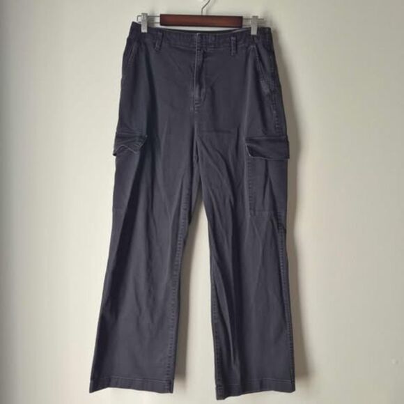 GAP Loose Khaki Cargo Pants Black SZ 6 Cotton - Picture 1 of 8